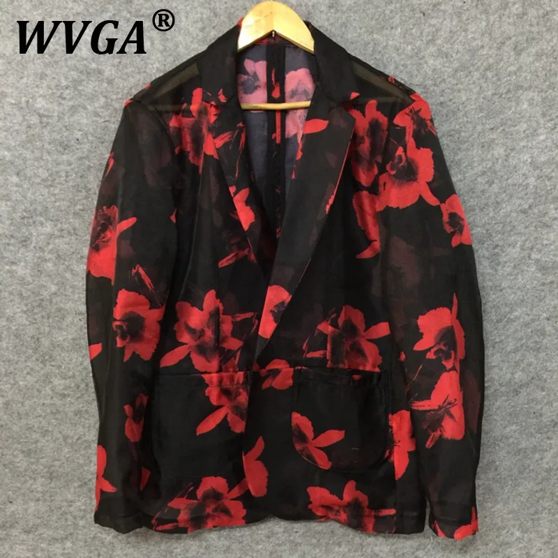 

WVGA Spring Autumn New Man Y2K Ink Organza Printed China-Chic Design Personality Balzer Sunproof Chic Casual Suit-Coat Ins W9689