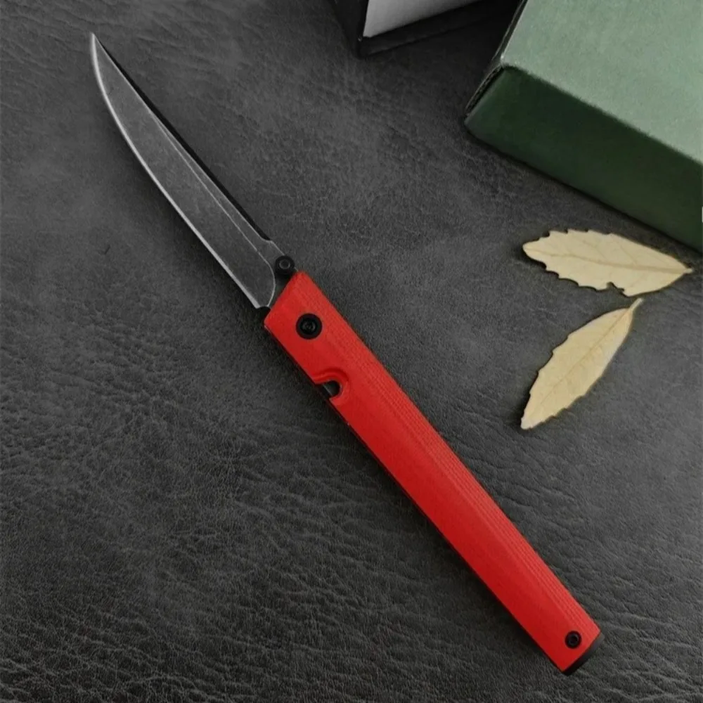 7096 Folding Pocket Knife Red G10 Handle Black Blade EDC Utility Knife Portable Outdoor Cutting Tool for Daily Use