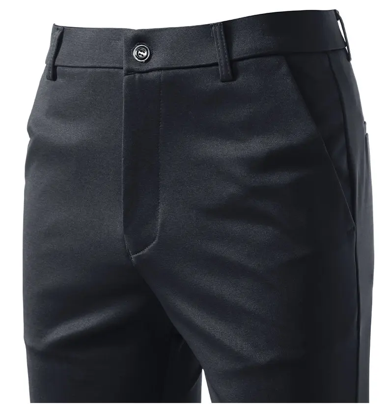 Herren Slim Fit Stickerei Anzughose Elastische Stretch Gerade Lässige Hose Männliche Business Formelle Lange Hose – Detail 11