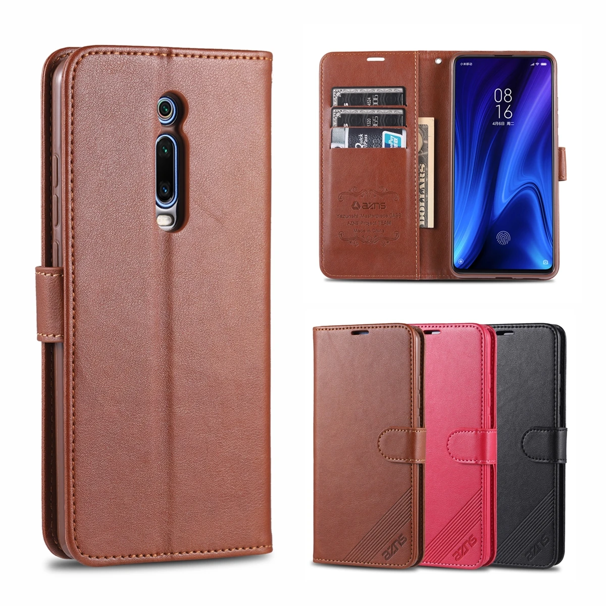 

AZNS Flip Cover Кожаный чехол для телефона Встроенный чехол для Xiaomi Mi 9T / Mi 9T Pro Сумки из искусственной кожи Защитная кобура