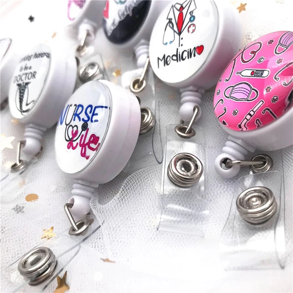 

Hospital Cute Reel Clip ID Card Medicine Nurse Doctor Retractable Badge Reel Badge Holder Name Card Holder