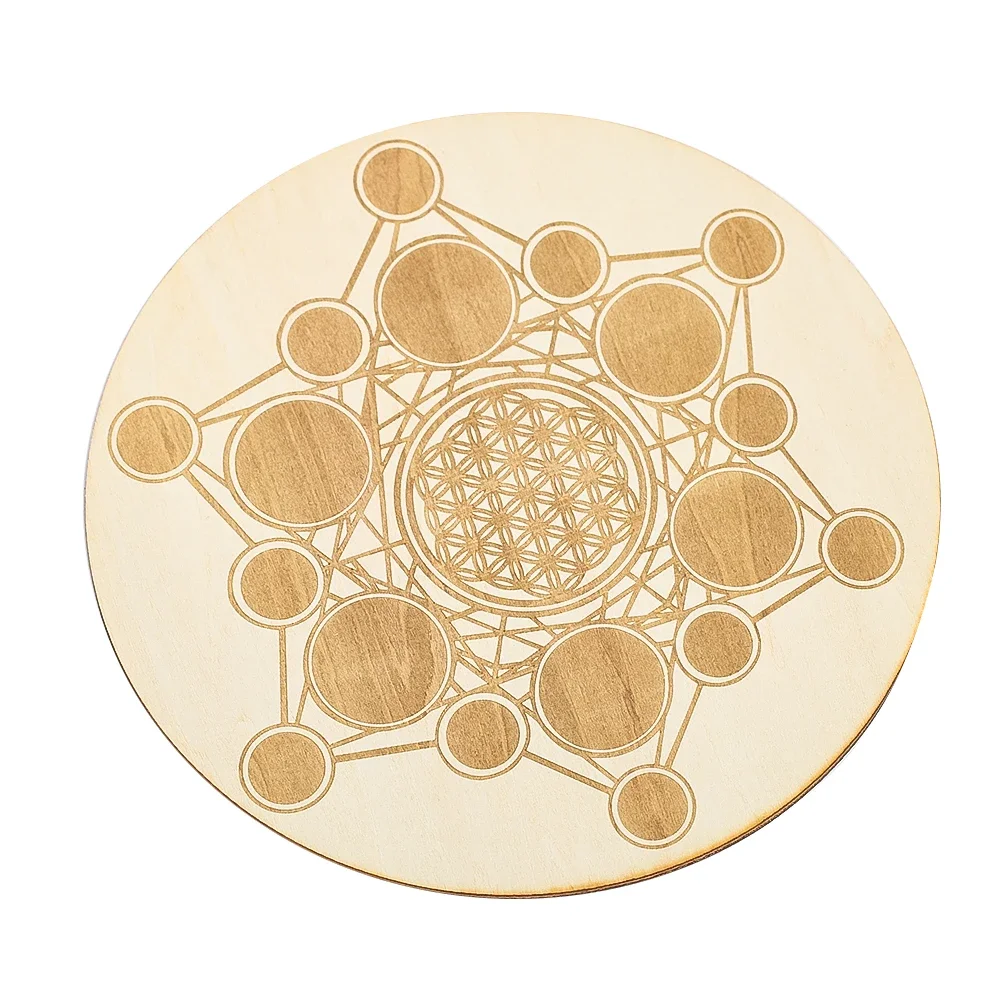 15 см круглые деревянные доски для гексаграммы с лазерной гравировкой, чакра, цветок жизни, кристаллическая энергетическая пластина, Патаны,jali, йога, медитация, викканский реквизит