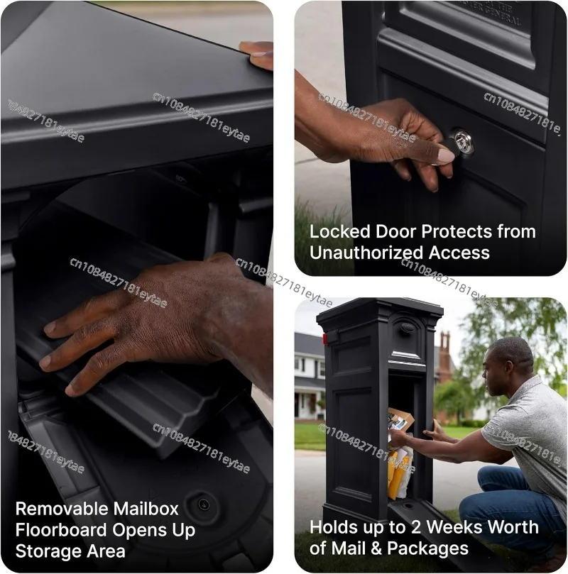 Mailbox & Post, Extra Storage, Weather Resistant, Large Outdoor Mailboxes, Made of Durable Plasti