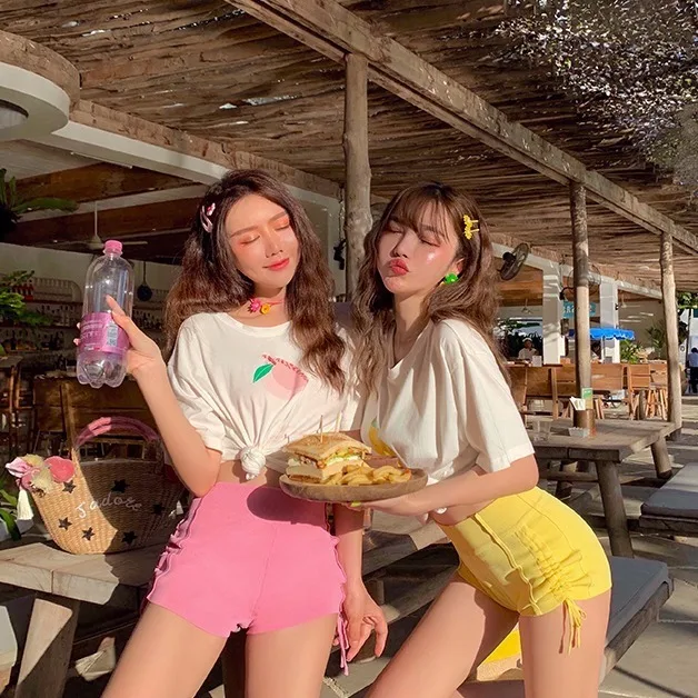 Pantalones cortos informales para mujer, reunión Social, cintura alta, corte holgado, cordón, algodón, lino, verano, bolsillo de calle, dobladillo volteado minimalista