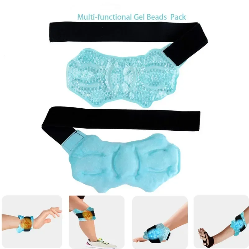 2/1Pcs Ankle Brace Support Ice Pack Therapy Hot Cold Therapy Flexible Gel Beads Foot Cooling Aid Sports Injuries Pain Relief