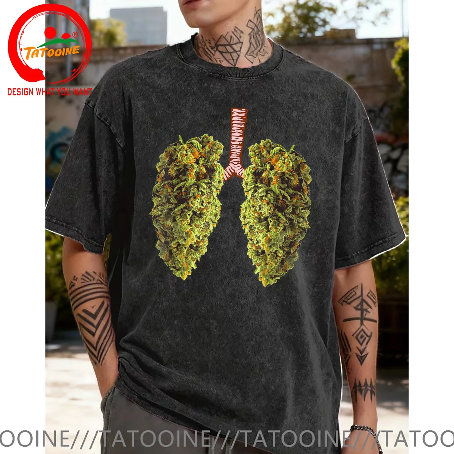 Funny Design Funny Weed Lung Bud THC Lung  SRed Doublet Men Fashion Trendy Casual Clothing Stylish Tops Tee Shirt Leisure Tshirt