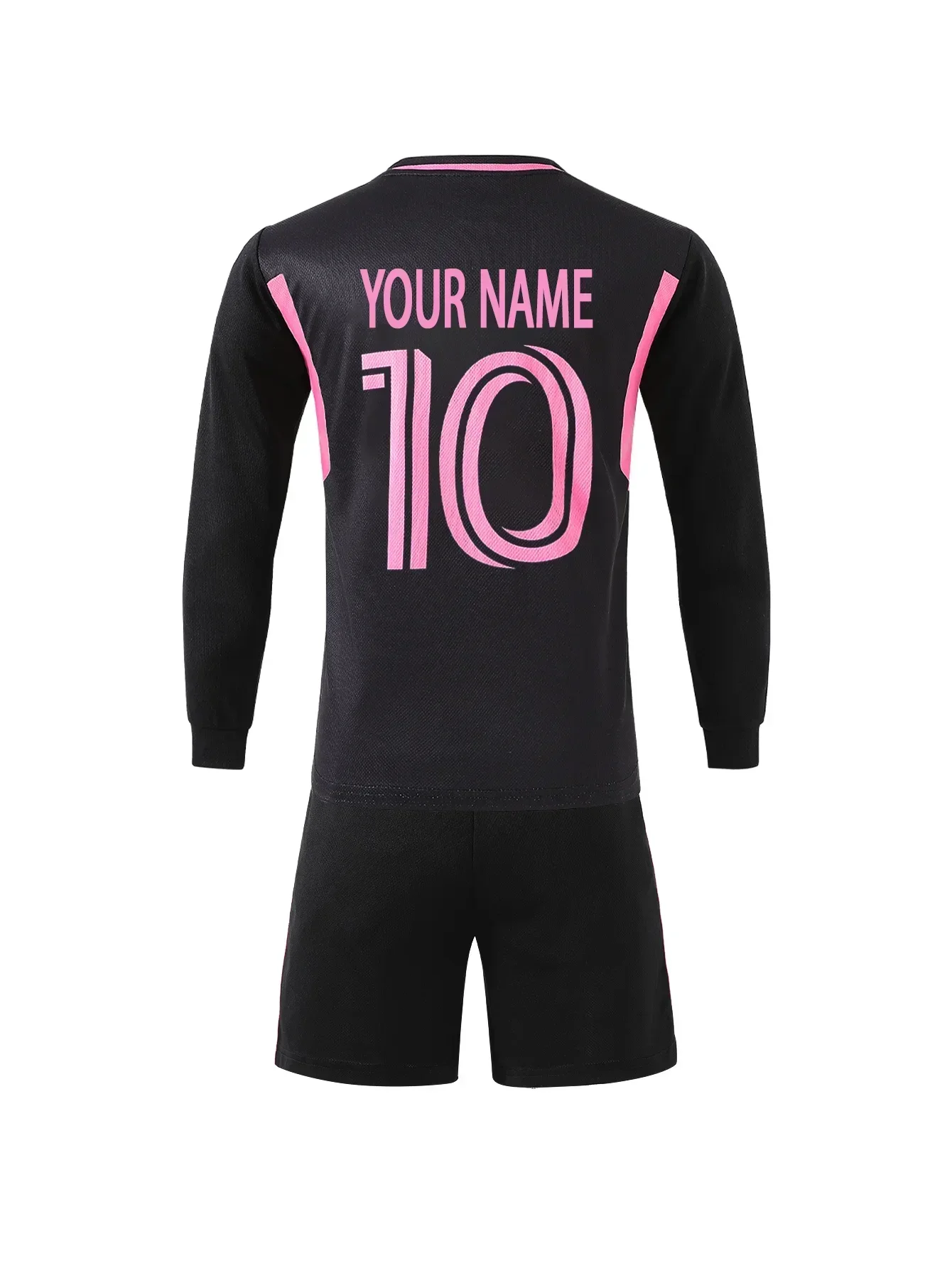 For Miami Messi 10 Style Personalized Print Name Kids Custom Long‑Sleeve Soccer Jersey Set Customized Boy Football Uniforms