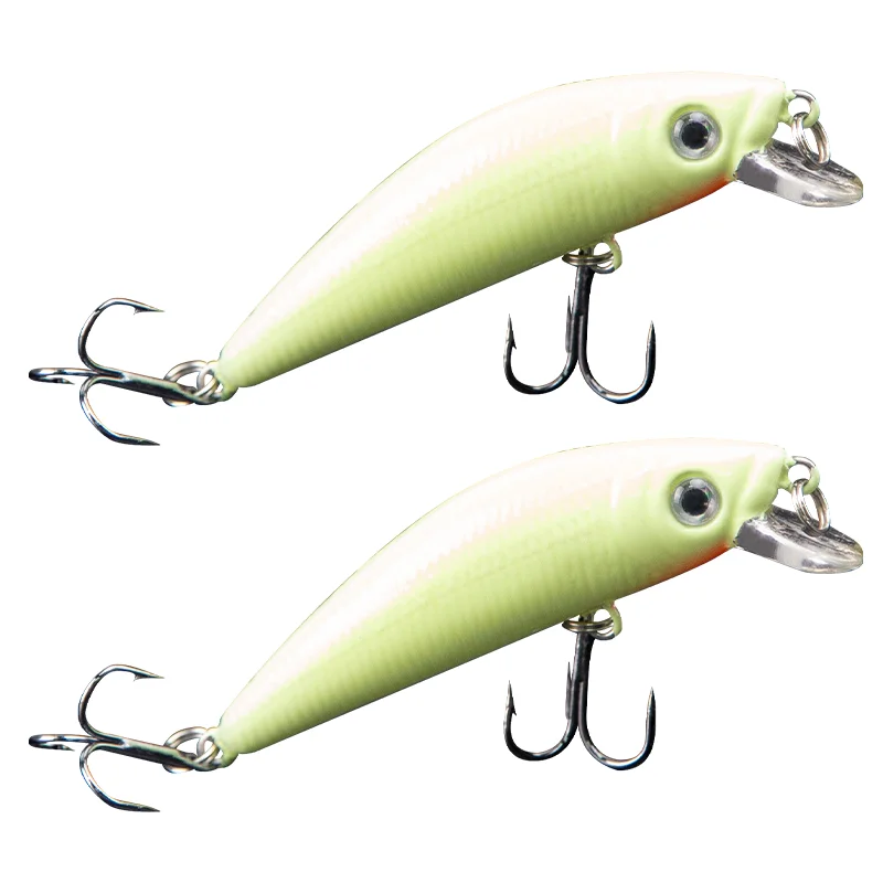 2PCS 3D Luminous Minnow Fishing Lure With Treble Hooks Pesca Hard Bait Artificial Crankbaits for Bass Pike Carp Fishing image 6