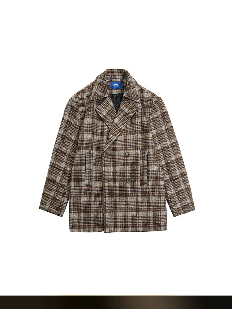 

Ретро-японская студенческая куртка в клетку, свободная повседневная верхняя одежда для пар, зимняя новинка, молодежная модная шерстяная куртка