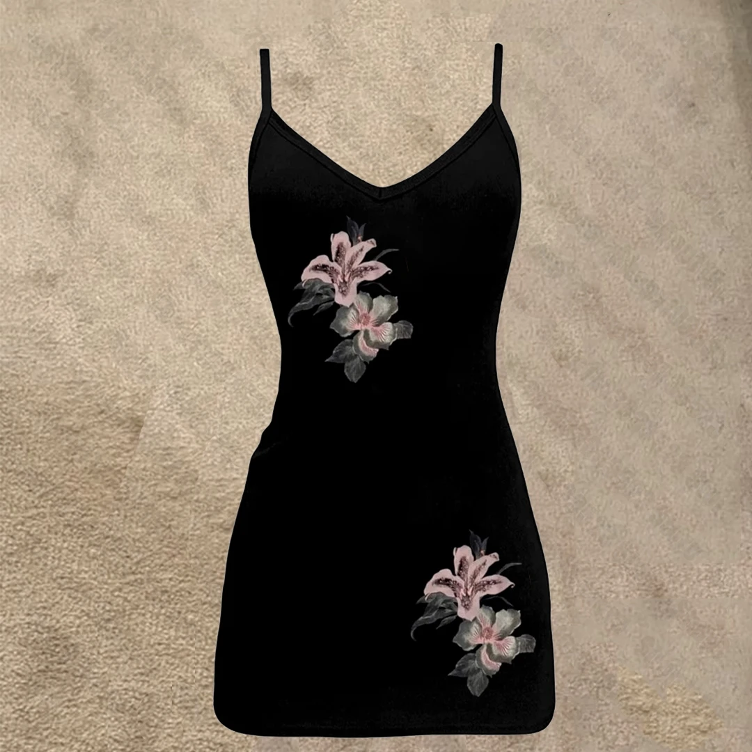 فستان نسائي على الطراز القوطي الشرير من التسعينيات Y2k فستان كلاسيكي مطبوع عليه زهور كاواي فستان بناتي صيفي 2000s #1