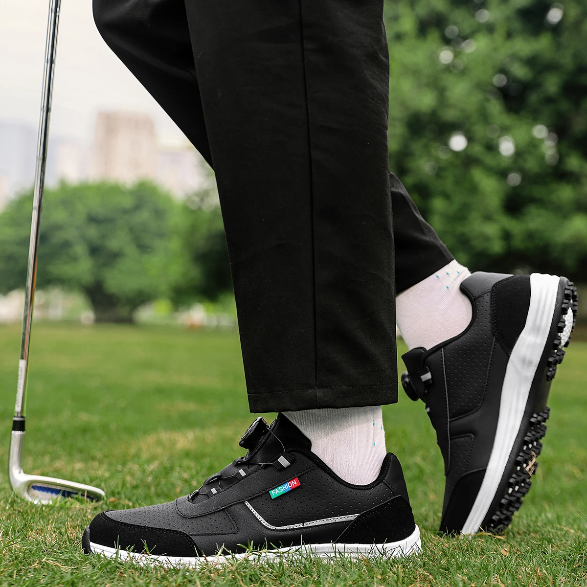 Unisex-Golfschuhe ohne Spikes, wasserdicht, rutschfeste Gummisohle, atmungsaktive, gepolsterte Sneaker für Golfplatz- und Outdoor-Training – Detail 1