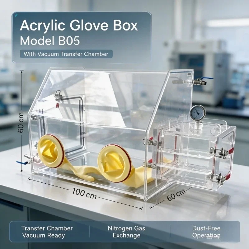 Acrylic Anaerobic Glove Box Dust Free Lab Nitrogen Inert Gas Sealed Chamber Simple Cell Inoculation Work Cabinet - view 6