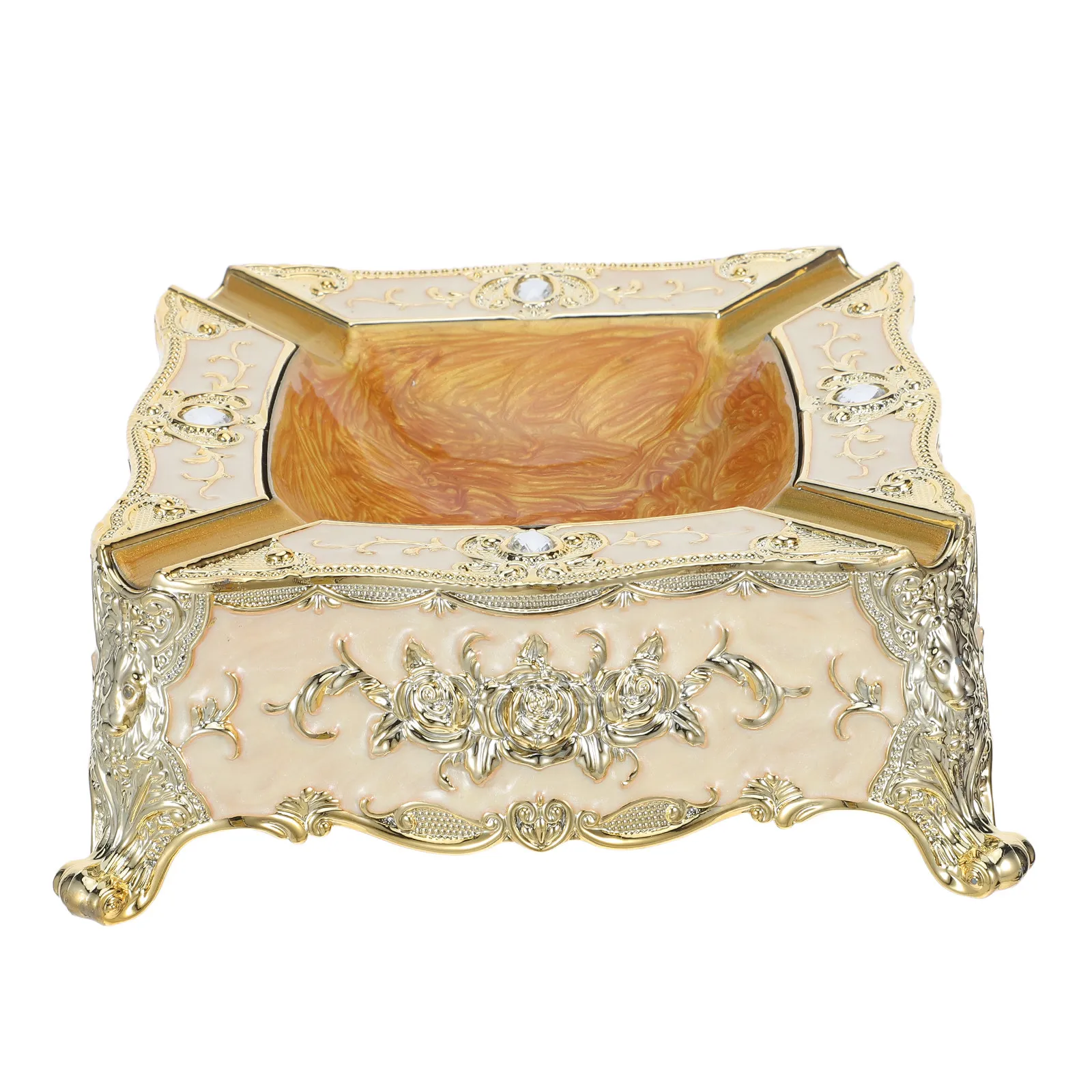 

Декоративная пепельница в европейском ретро-стиле для журнального столика, настольная, для сигарет, золотистые подносы