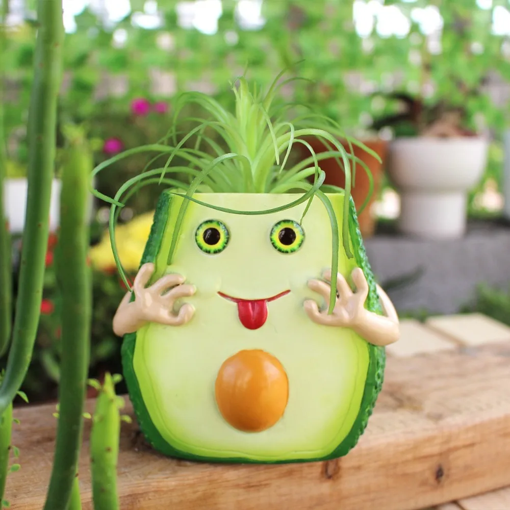 متعددة الوظائف لطيف الأفوكادو الزهرية اليدوية الراتنج الحرفية العصارة وعاء مضحك النبات الحاويات حديقة فناء #4