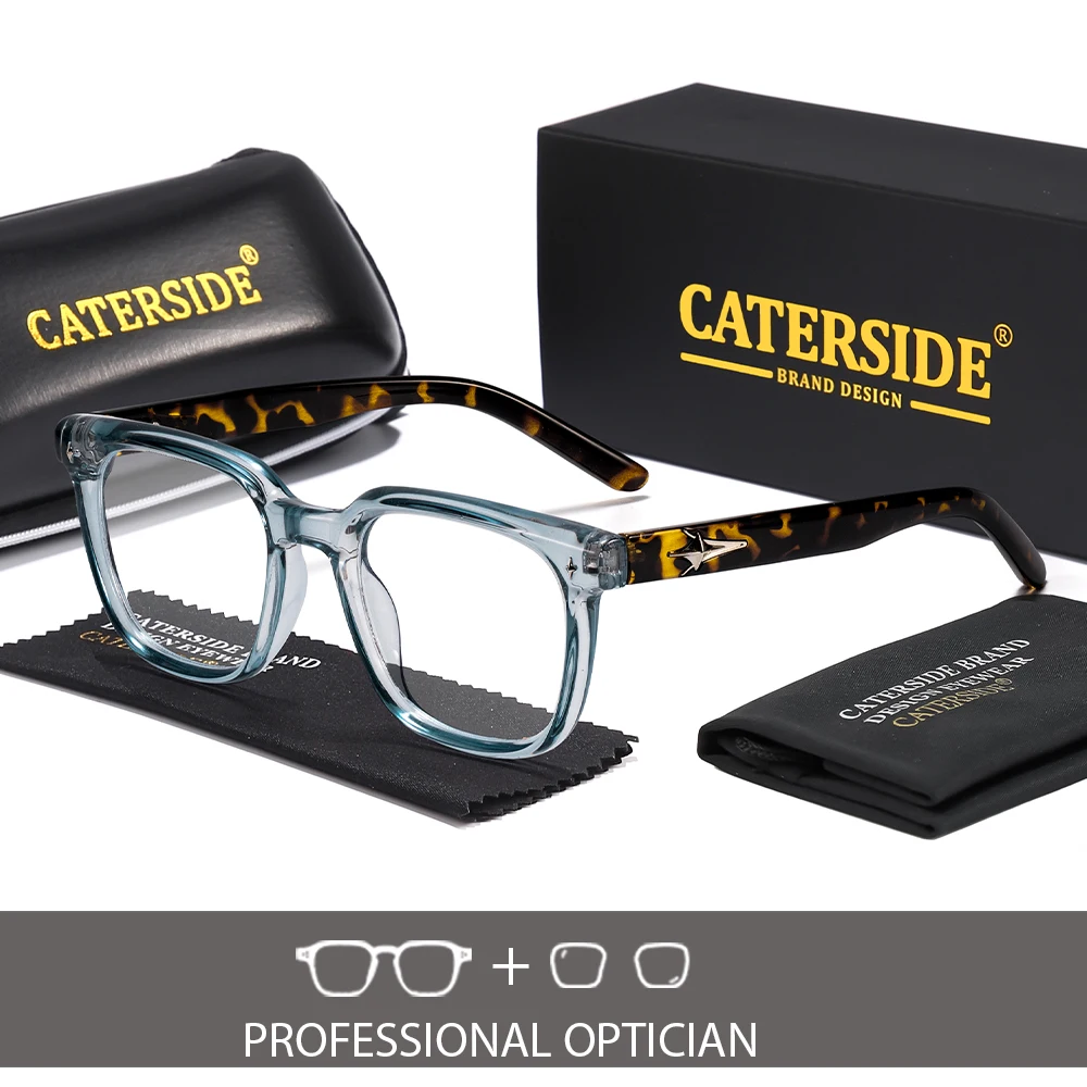 

CATERSIDE модные мужские оптические очки в квадратной оправе Tr-90 на заказ очки по рецепту простые женские повседневные очки для чтения дома