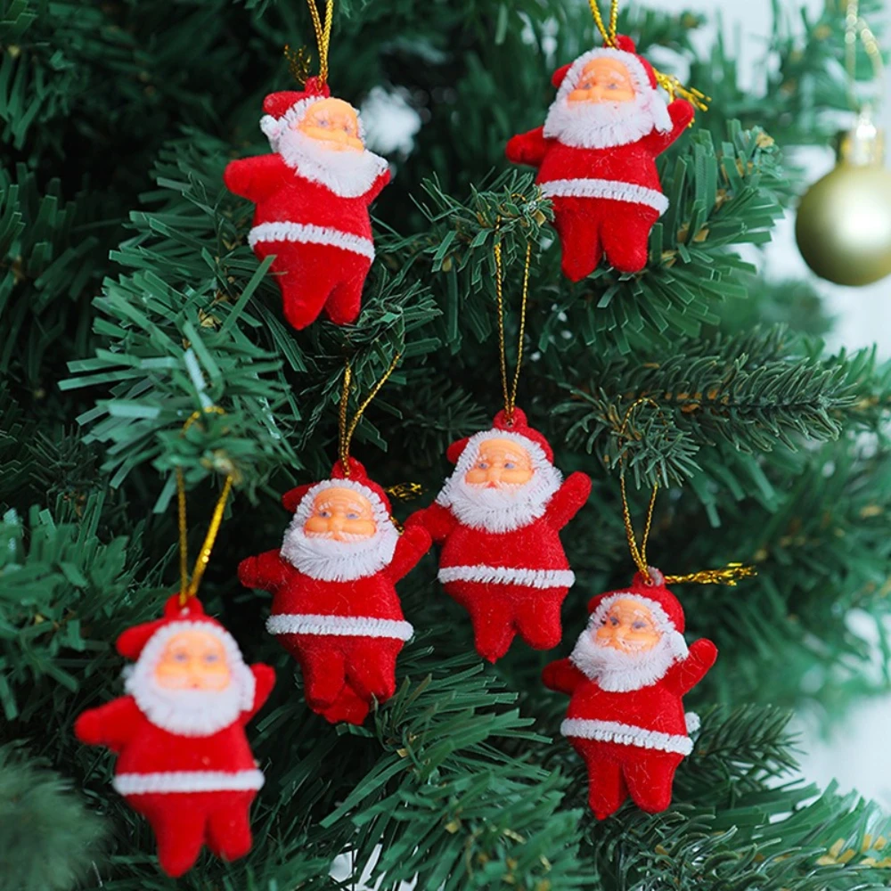 

6pcs/set Mini Red Santa Claus Pendant New Year Festival Party Christmas Tree Decoration Pendant Plastic Christmas Doll Decor