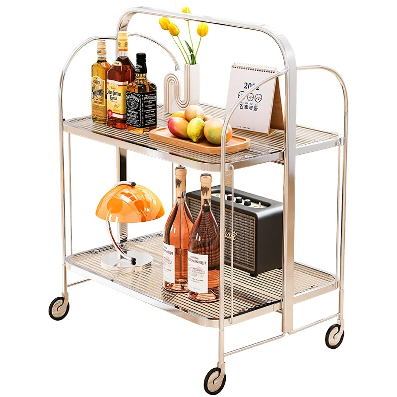 

Folding cart Internet celebrity living room, sofa, glass small coffee table, mobile dining cart, rack