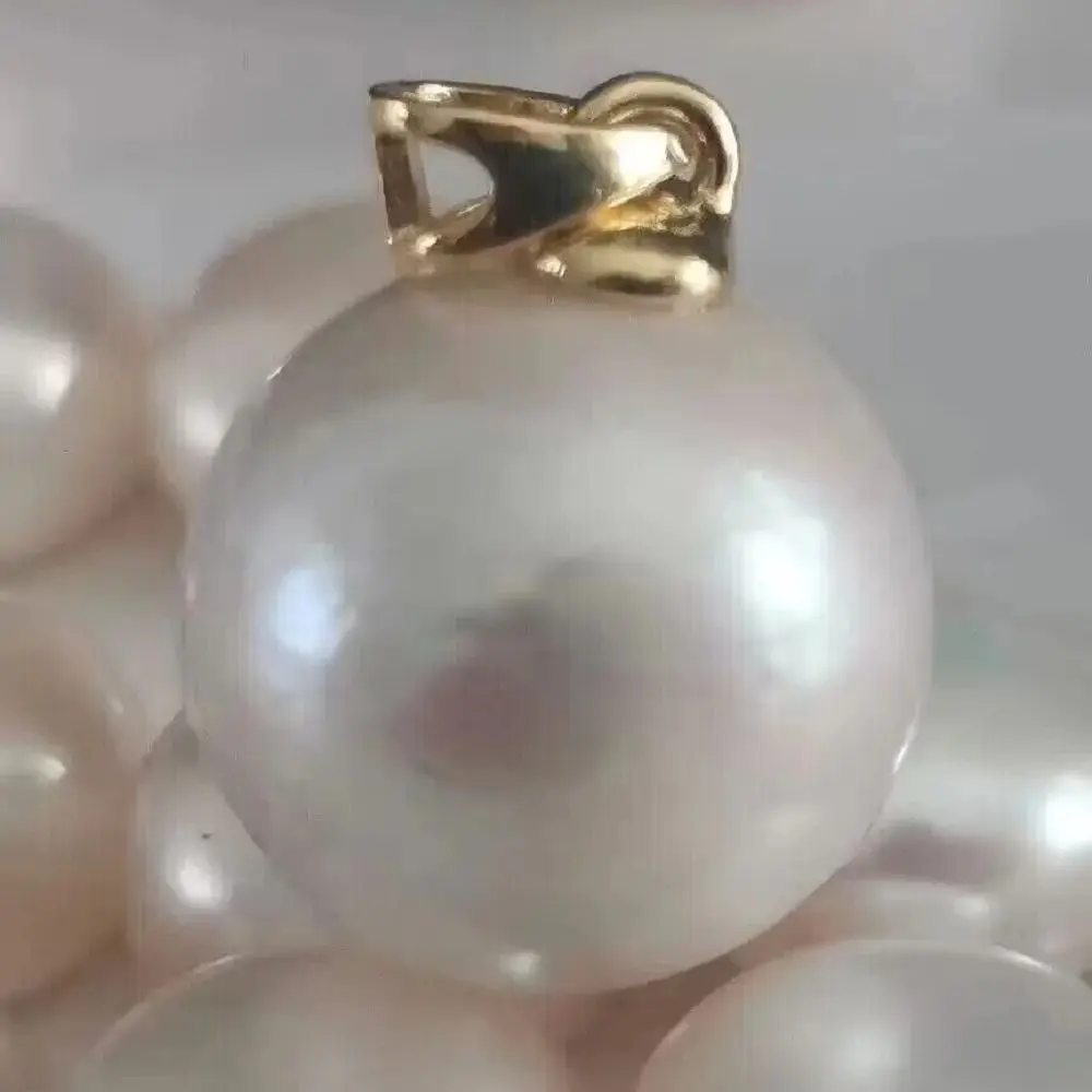 18'' Stunning AAA++ Natural 9-10mm White AKOYA Round Pearl Pendant 14K GOLD Freeshippings Items