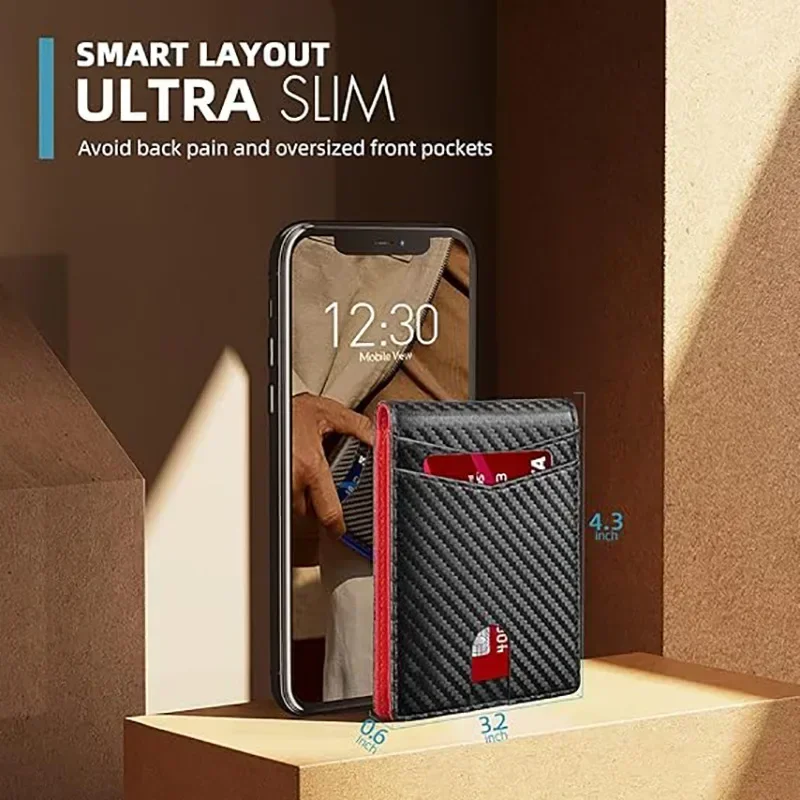 حامل بطاقة الأعمال المحمولة محافظ الحد الأدنى مشبك المال الفاخرة RFID مكافحة سرقة حامل بطاقة الائتمان للرجال المحافظ Bifold