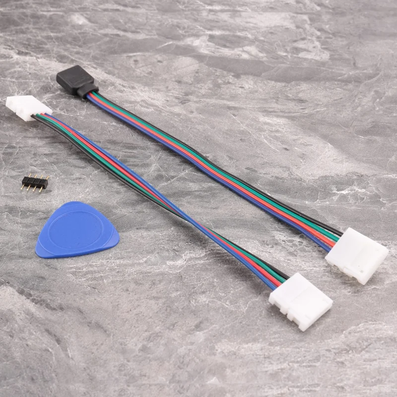 LED 스트립 커넥터, 5050 SMD 갭리스 커넥터용, L자형 커넥터, 4 핀, 10mm 솔더리스 RGB 라이트 스트립 커넥터