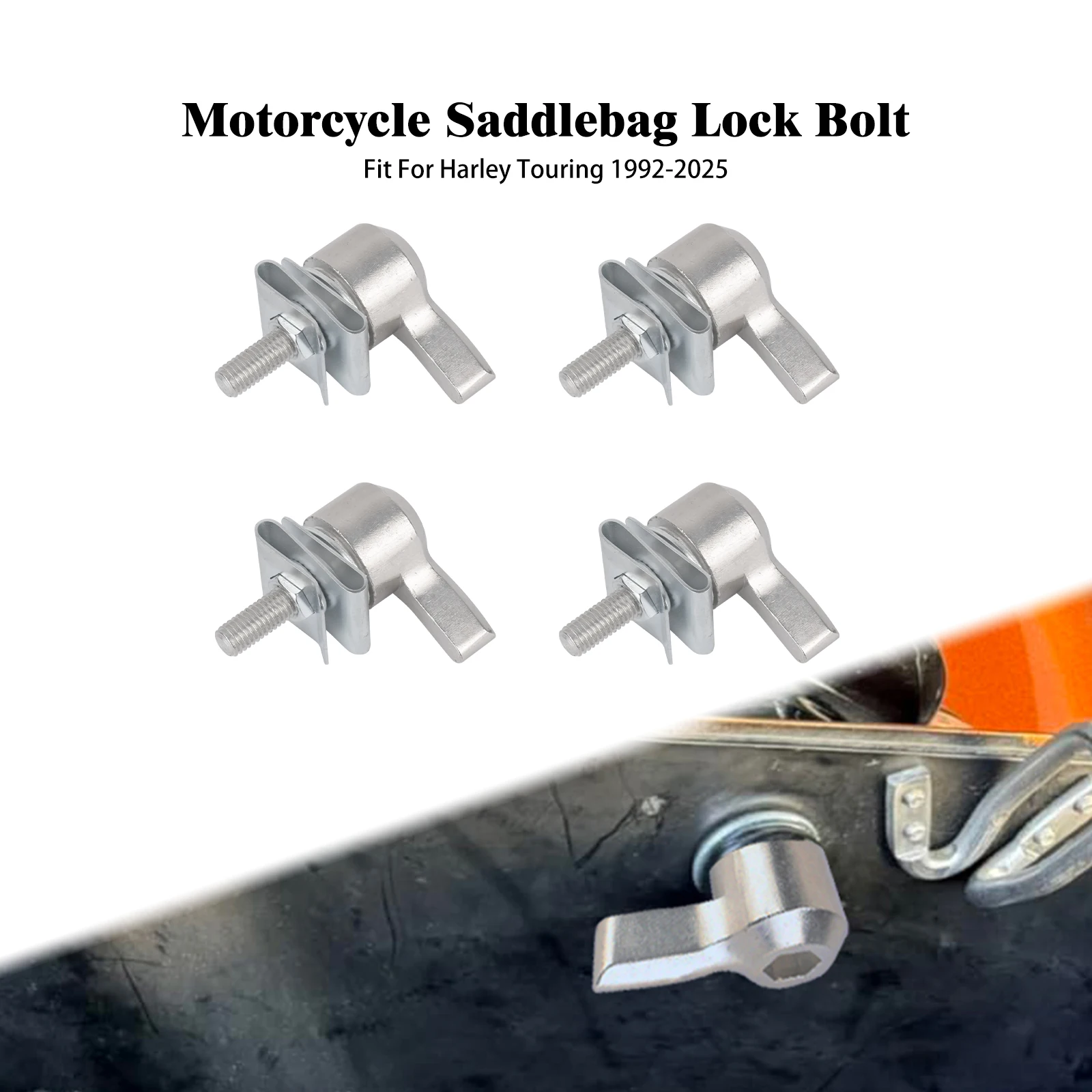 

4xMotorcycle Saddlebag Lever Lock Bolts Nuts Kit Mounting For Harley Touring Street Electra Road Glide CVO FLHR FLHT 1992-2025