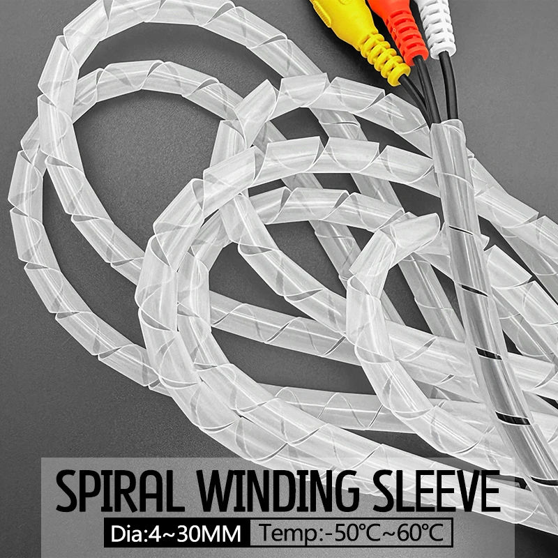 

4/6/8~30mm PE Spiral Cable Wrap Sleeve Flexible Expandable Insulated Wire Protector Cord Organizer for Home Office TV PC Wiring