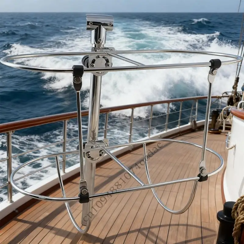 0XXC Double Arm Foldable Stainless Steel Support Bracket for Marine Boat Applications