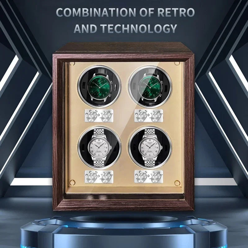 Aoinchon AWD-K Luxury Mabuchi Moto Automatic Wood Watch Winder 2/4/6 Slot Mechanical Storage Box Rectangle Lock Elegant Display