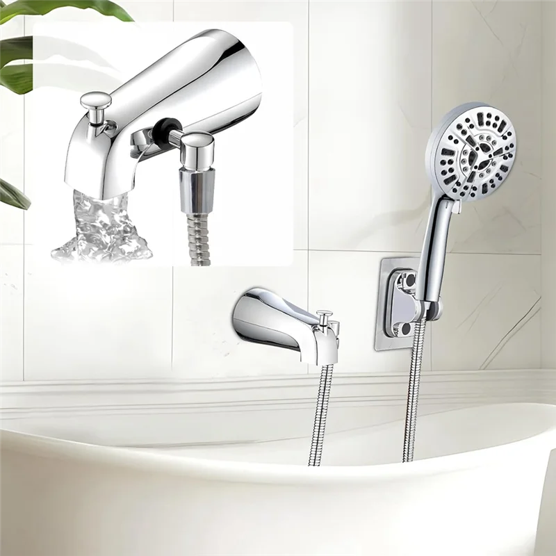 A006-Caño de bañera con desviador, grifo de bañera con desviador de ducha y llave hexagonal para tubo de cobre de 1/2 pulgada, 5,3 pulgadas