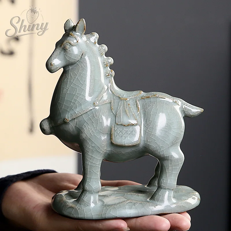 

Chinese Fortune Tang Horse Ceramic Ornament Home Living Room Indoor TV Cabinet Store Opening Gift
