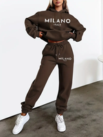 MILANO letter Printed Women Hoodie set Street Hip Hop Clothing Casual Female 2pcs Clothing Plush sweatshirt Perfect for Outdoor