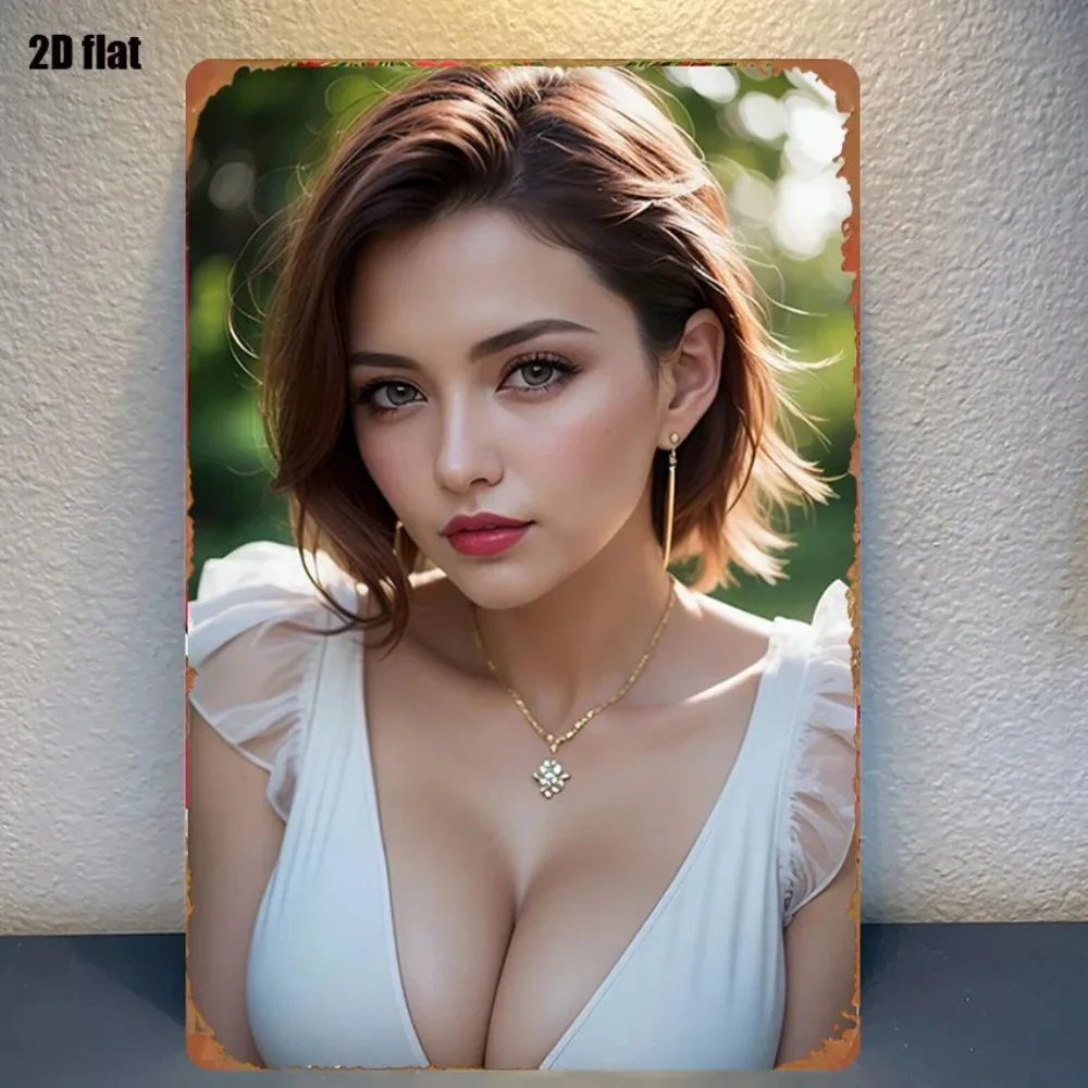 

Vintage Tin Wall Art "Elegant Woman Portrait" 8x12 Inch Retro Metal Sign for Home Decor Living Room Office