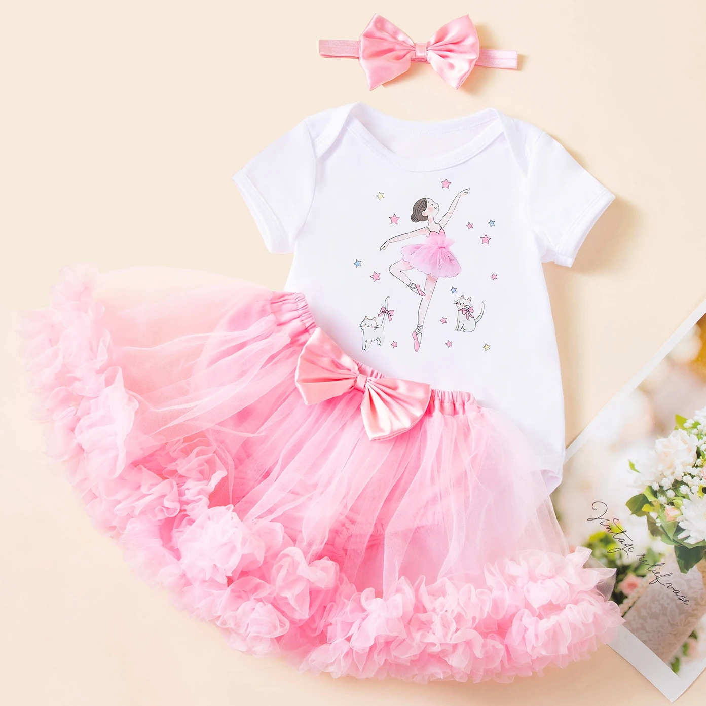 Baby Girl 1st Birthday Outfit First Bodysuit Tulle Tutu Skirt Headband Princess Summer Clothes Party Costume Baby Tutu Outfits