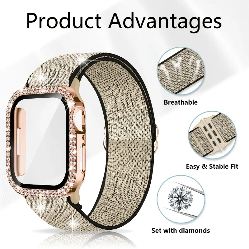 Band+Case for Apple Watch 45mm 41mm 40mm 44mm Screen Protector for Women Bracelet for IWatch 9 8 7 6 SE 5 4 3 Watch Accessories view 4