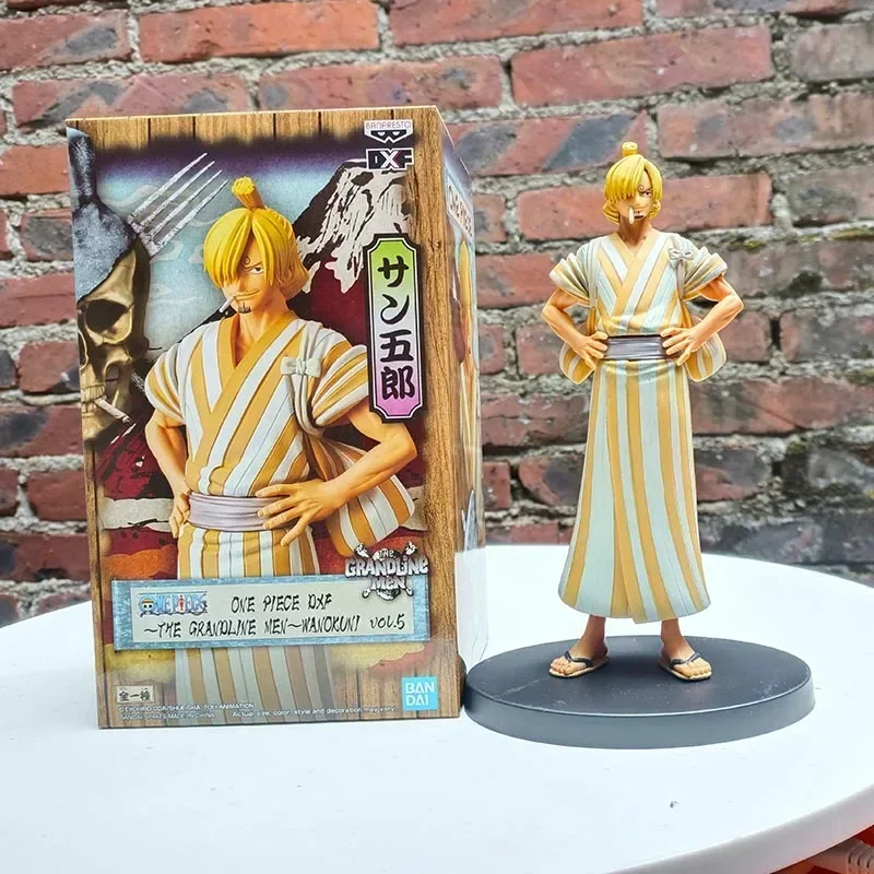 Bandai BANPRESTO Original One Piece Anime Figure DXF Vinsmoke Sanji Action Figure Kimono Toys Gift Collectible Model Ornaments