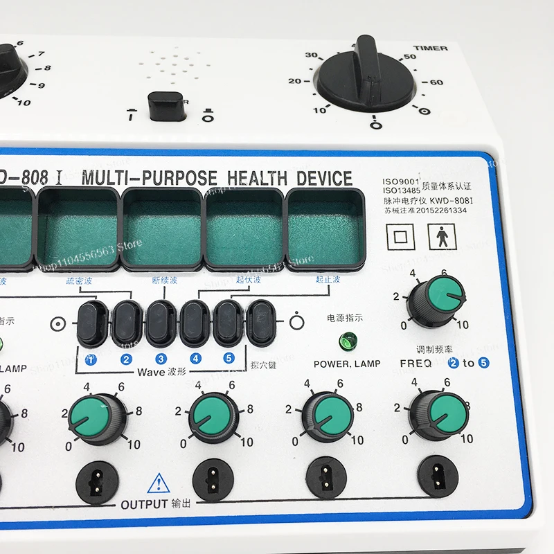 KWD808-I 6チャンネル電気鍼灸刺激装置（TENS/EMSモード搭載）、再利用可能なパッチ電極マッサージ器、筋肉痛緩和用