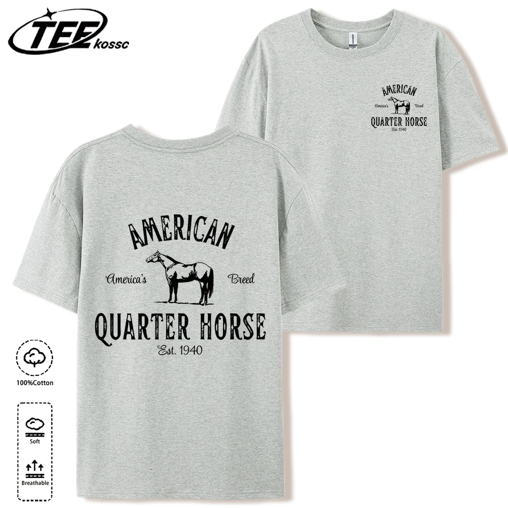 Amerikanisches Quarter Horse Print Herren-T-Shirt aus Baumwolle, lockere T-Shirts, Sommer, neue Mode, Kleidung für Männer, lässige All-Match-Sportbekleidung