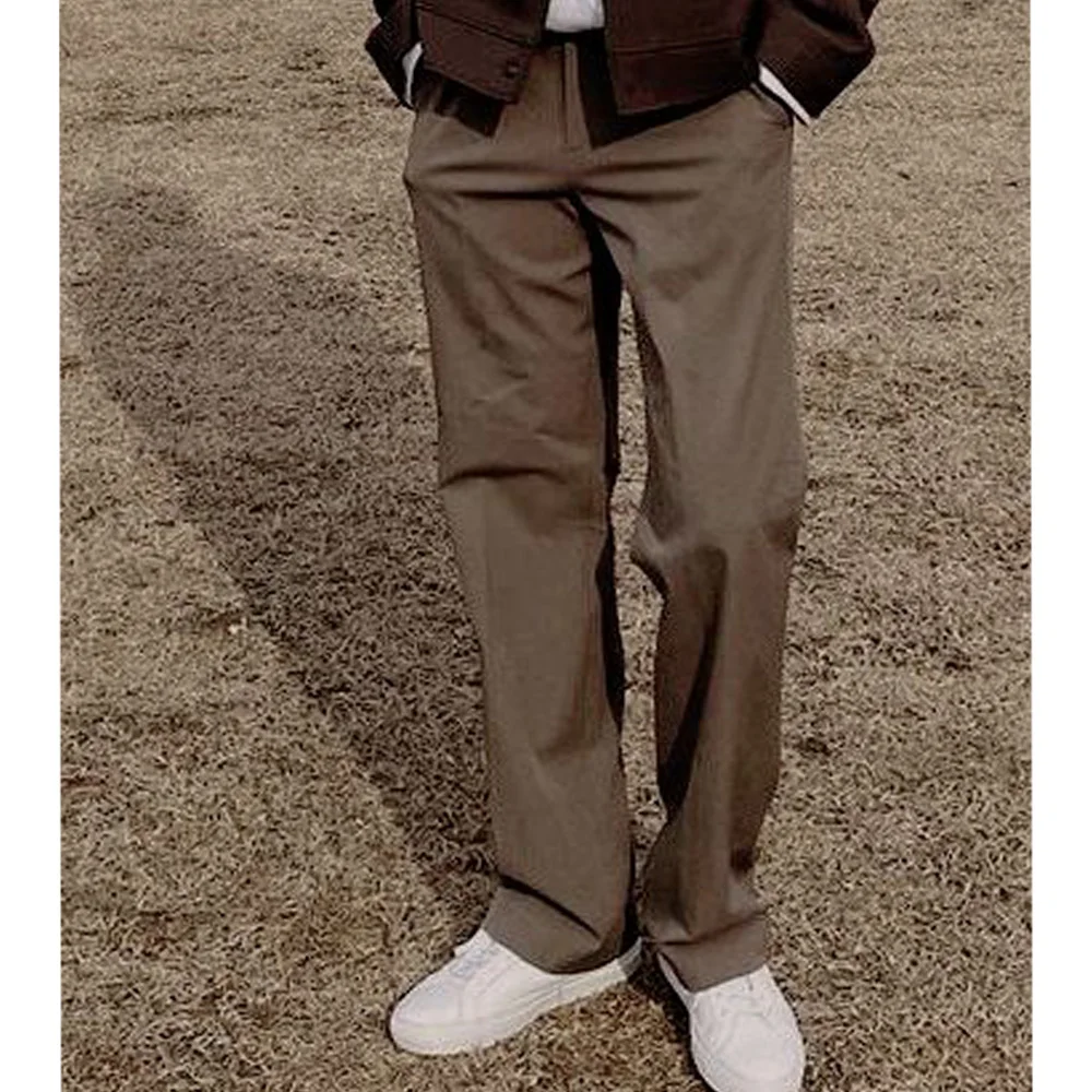 Mens Blended Suit Pants No Pleat Straight Leg Loose Fit Solid Color Trousers Comfortable Breathable Business Casual Office Wear
