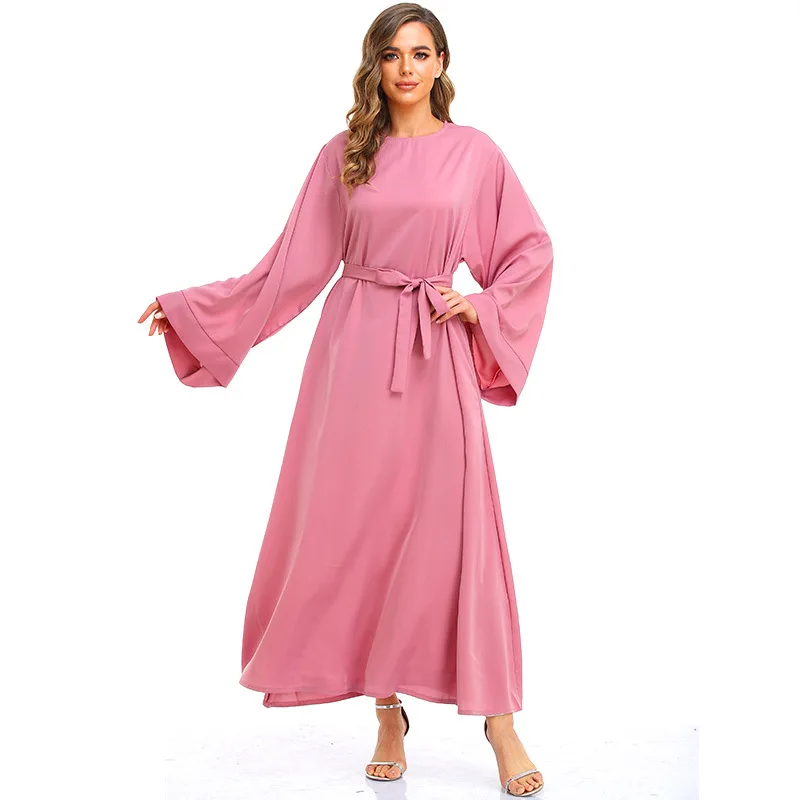 Ramadan Eid Muslim Kaftan Dress Women Worship Dress Lace Up Skirt Middle East Robe Abaya Vestidos Musulmanes European Clothing