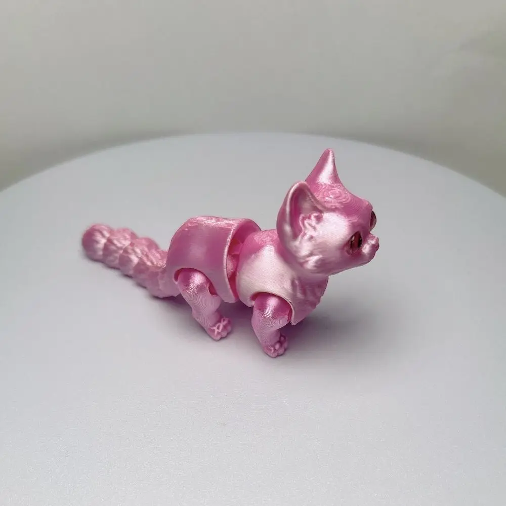 Mata Besar Model Kucing Cetak 3D Bahan Plastik Desain Realistis Patung Kreatif Teknologi Cetak 3D Kucing Artikulasi