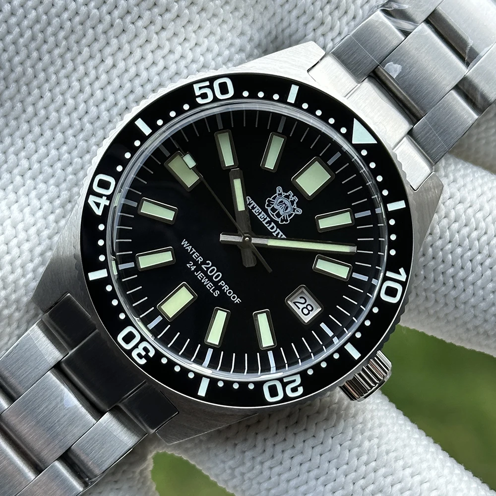 STEELDIVE Offizielle SD1962 Automatische mechanische Taucheruhr mit Saphirglas, 200 m wasserdicht, NH35, automatische Taucheruhr für Herren