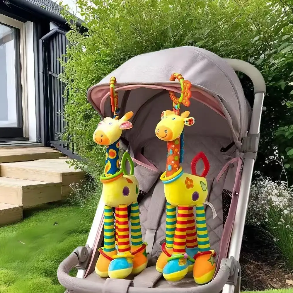 Jouets de développement sensoriel pour nouveau-nés et nourrissons, clochette en forme d'animal doux, hochet en peluche girafe et zèbre avec dents, 2025