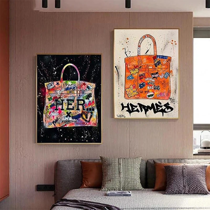 Modern Fashion Perfume Bag Luxury Posters Prints Street Graffiti Art Canvas Painting Pop Wall Art Pictures for Living Room Decor