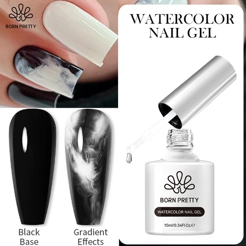 BORN PRETTY-esmalte de uñas en Gel de acuarela transparente, 10ml, para diseño de mármol, pintura artística de uñas, flor, belleza, manicura, barniz de Gel brillante