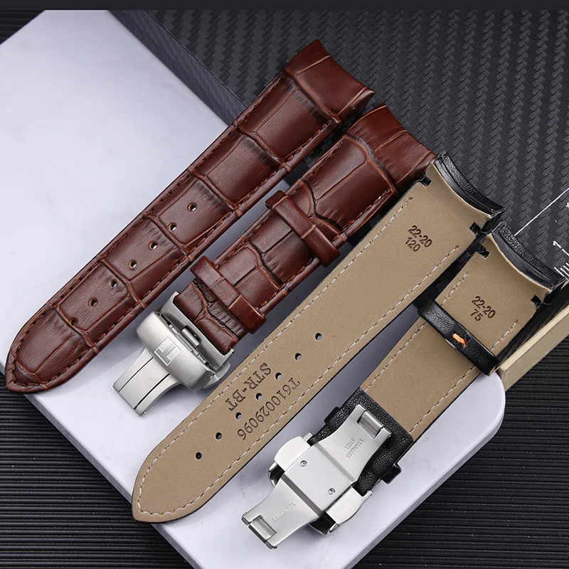 Genuine Leat/her Watch Strap for Tissot T035 Watchband Men's 1853 T035627 T035617 T035407 Series Arc Mouth Belt 22mm 23mm 24mm