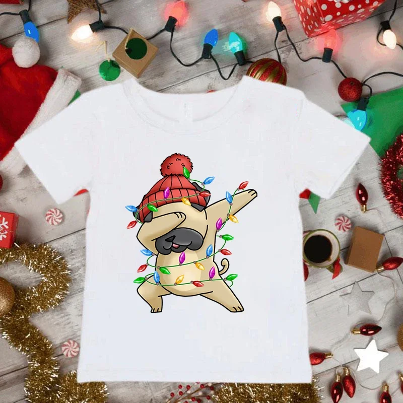 Panda Christmas Snowman Print Tshirt Boys Girls Kawaii Animal Clothes Cartoon Xmas T Shirt Merry Christmas Kids Summer Tops Tee