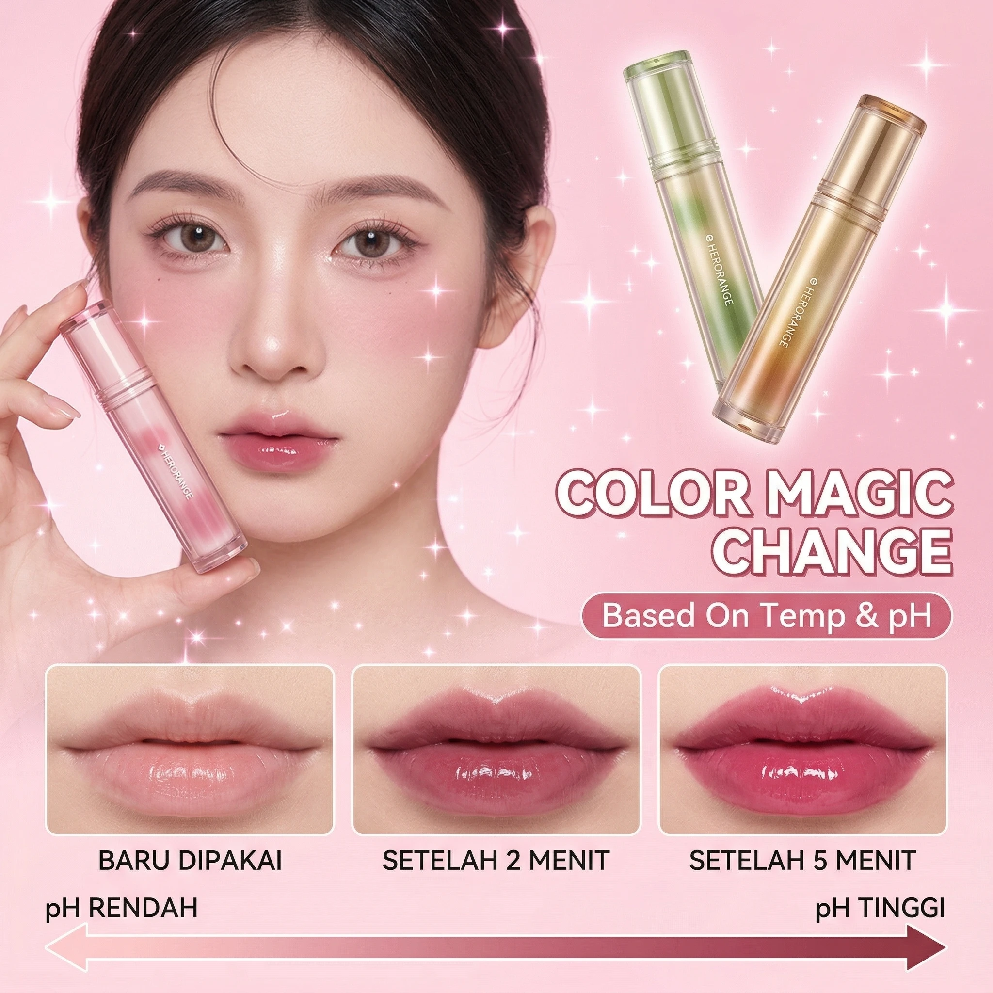 Lip Tint Korean - ملمع شفاه هيرورانج بنكهة الشاي المثلج،