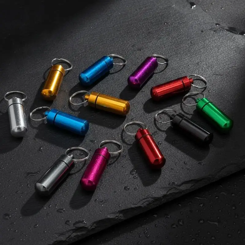 Aluminium Household Storage Sets With Telescopic Spoon Water-proof Bottle Stash Sealing Keychain Container