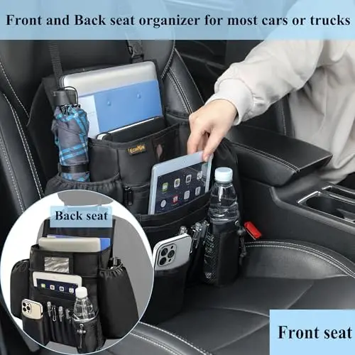 

Car Seat Organizer with Laptop Holder & Cup Holder - Black