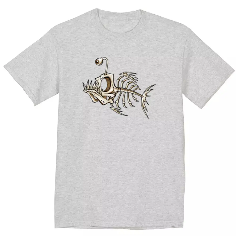 Fish Bones T-Shirt Funny Men's Shirt Fishing Logo Graphic T-Shirt For Men